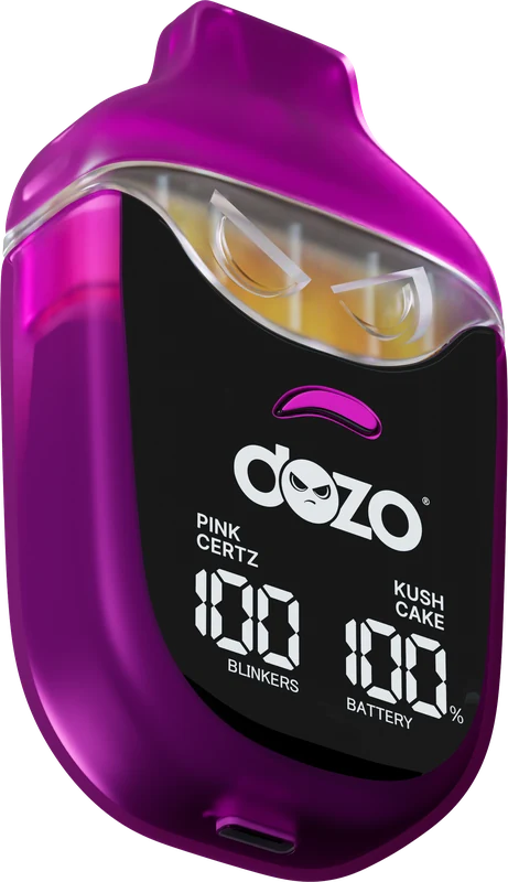 DOZO SWTCH device close-up showing dual chamber tank and LED display