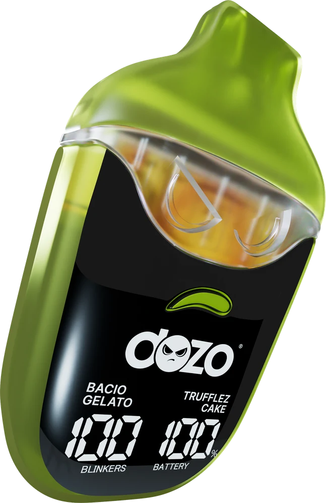 DOZO SWTCH device with LED screen showing blinkers and battery percentage